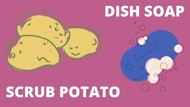 Scrub Potato and Dish Soap