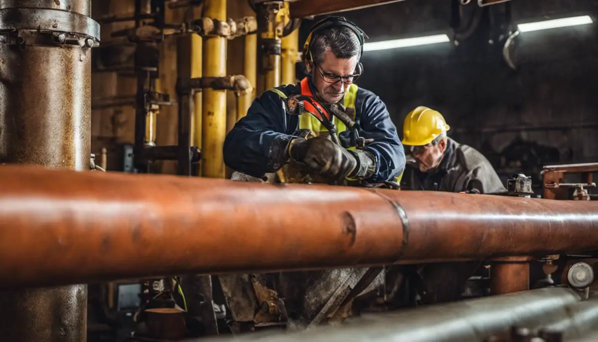 A person using different tools and techniques to clear a blockage in pipes