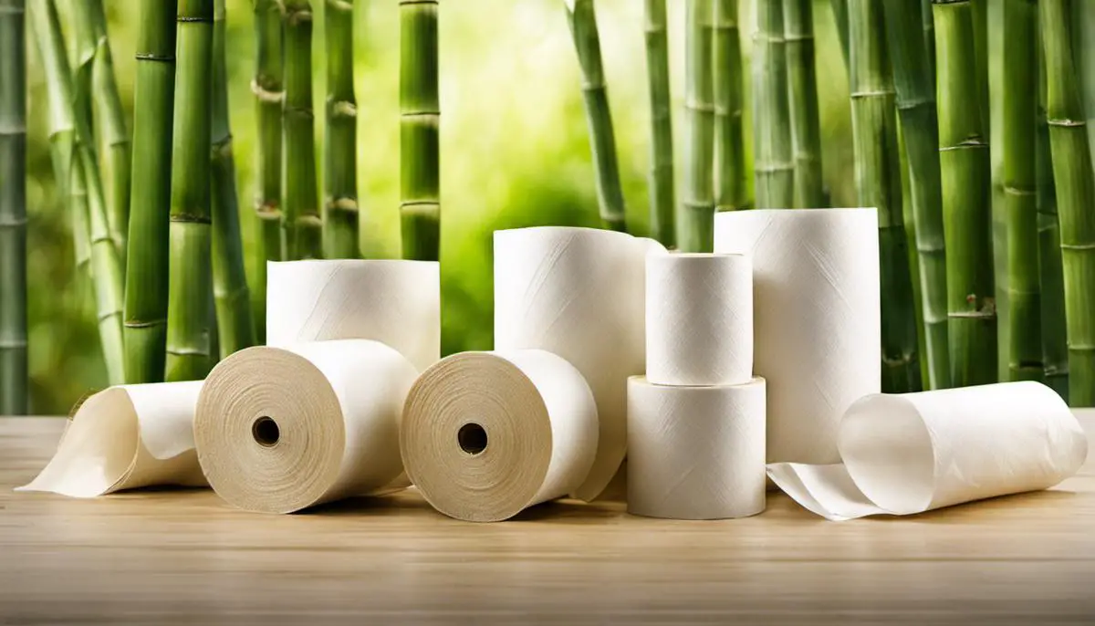 Image of bamboo toilet paper rolls in a bathroom