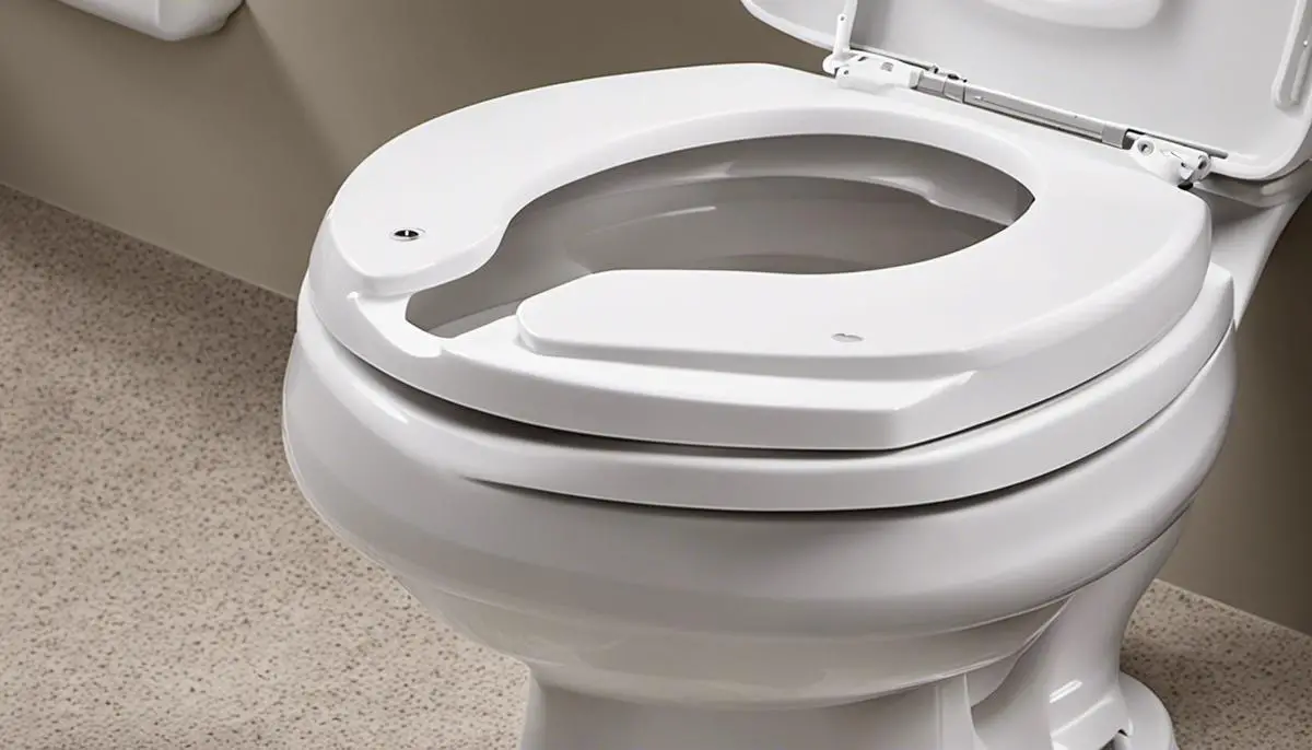 A close-up image of a Walgreens handicap toilet seat, showcasing its adjustable height, durability, ease of installation, comfort level, additional features, and advantages for caregivers.