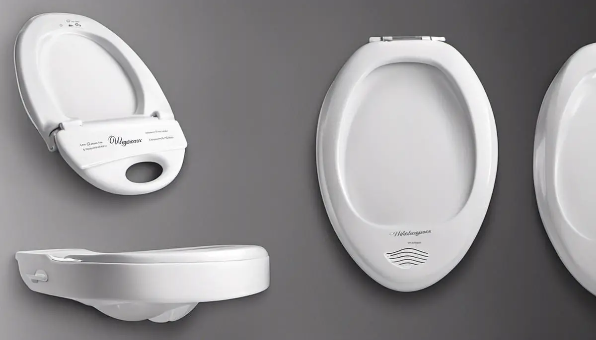 A Walgreens Handicap Toilet Seat with different features labeled