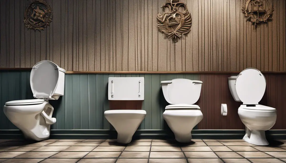 Illustration of slow close toilet seats in a church restroom