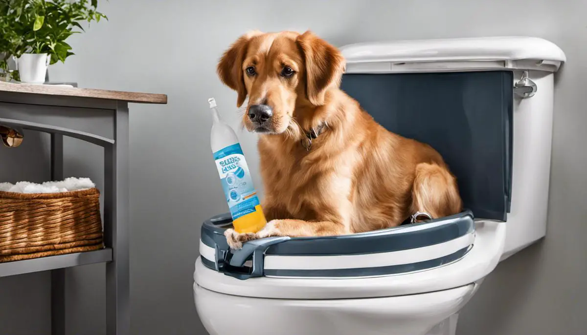 Image illustrating practical solutions to prevent dogs from drinking toilet water