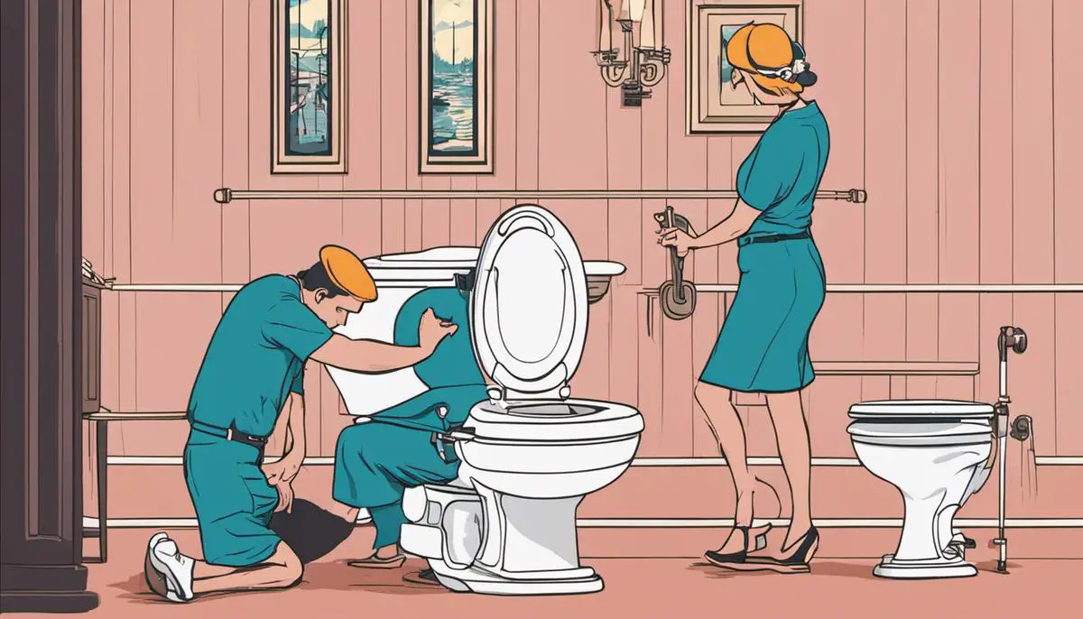 showing a person measuring a toilet flapper to determine the correct size