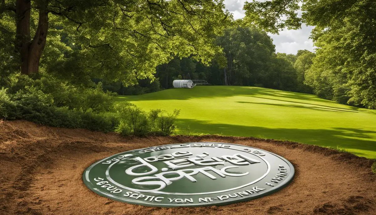 A roadmap leading to a septic tank with the words 'Design and Plan Your Septic Tank' written on it, representing the process of designing and planning a septic tank for a sustainable lifestyle.