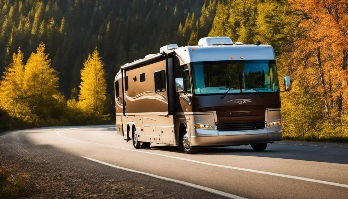 RV traveling on a road