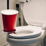 red cup under toilet seat